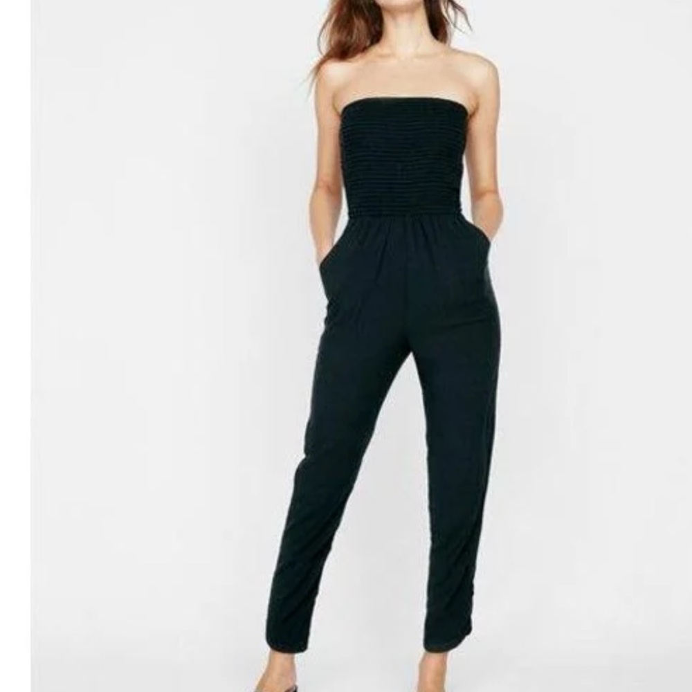 Express Black Strapless Jumpsuit with Sleek Silhouette